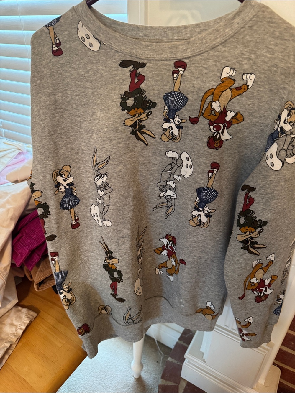 Gray Cartoon-Print A-Line Skirt